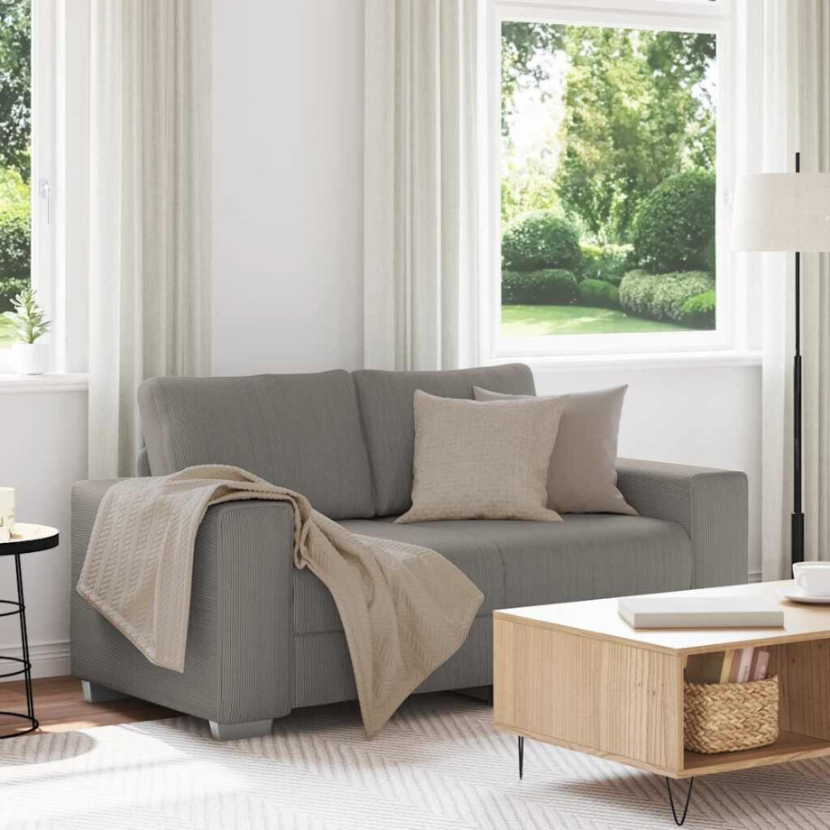 vidaXL Loveseat Sofa Lichtgrijs 120 cm Corduroy Stof afbeelding 1