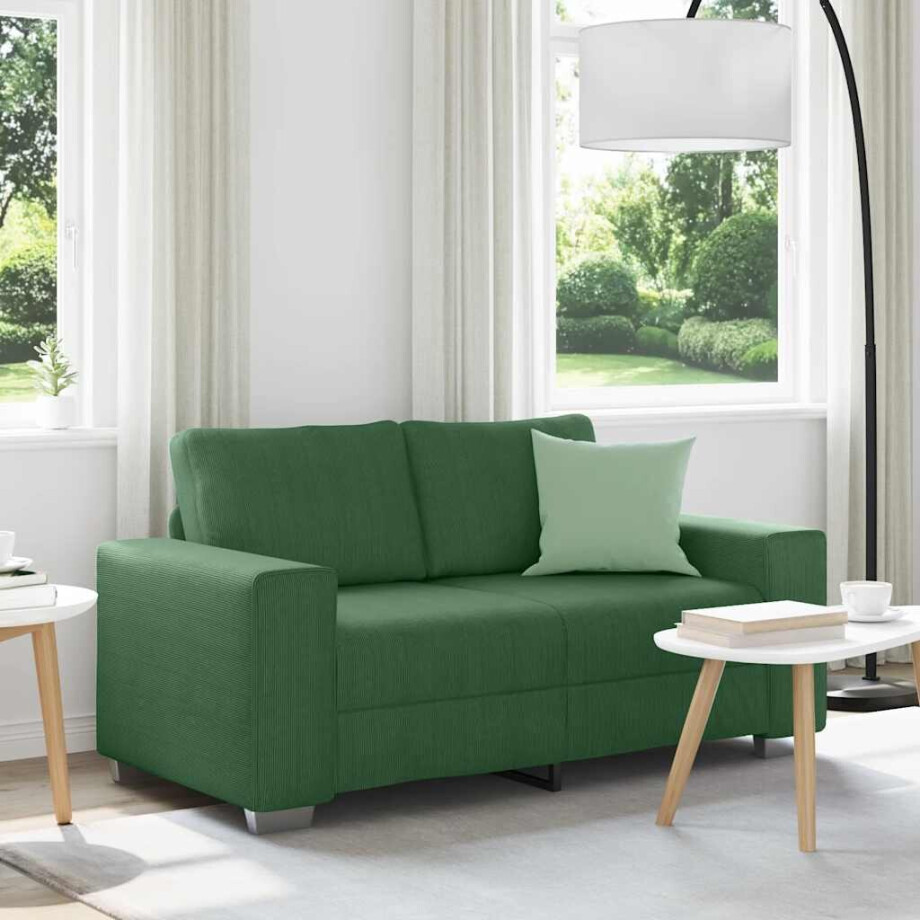 vidaXL Loveseat Sofa Donkergroen 160x77x82 cm Corduroy Stof vidaXL Loveseat Sofa Donkergroen 160x77x82 cm Corduroy Stof afbeelding 1