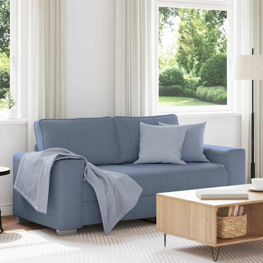 vidaXL Loveseat Sofa Blauw 140 cm Corduroy Stof afbeelding 1