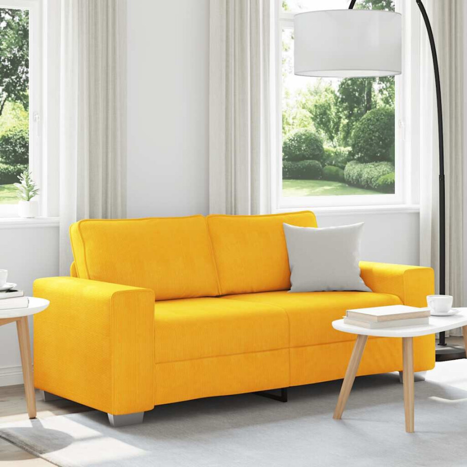 vidaXL Loveseat Sofa Lichtgeel 180x77x82 cm Corduroy Stof vidaXL Loveseat Sofa Lichtgeel 180x77x82 cm Corduroy Stof afbeelding 1