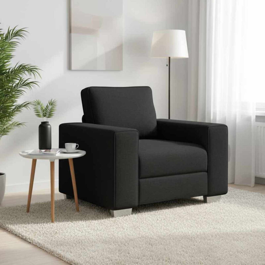 vidaXL Sofa Stoel Zwart 100 cm Stof vidaXL Sofa Stoel Zwart 100 cm Stof afbeelding 1