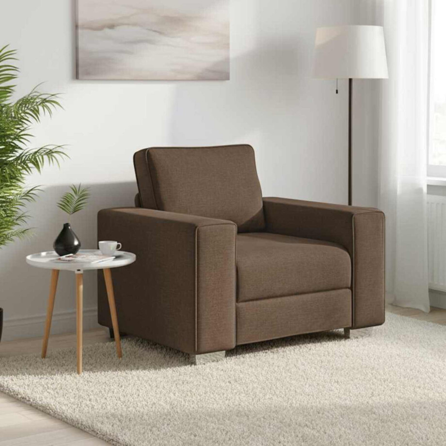 vidaXL Sofa Stoel Bruin 100 cm Stof vidaXL Sofa Stoel Bruin 100 cm Stof afbeelding 1
