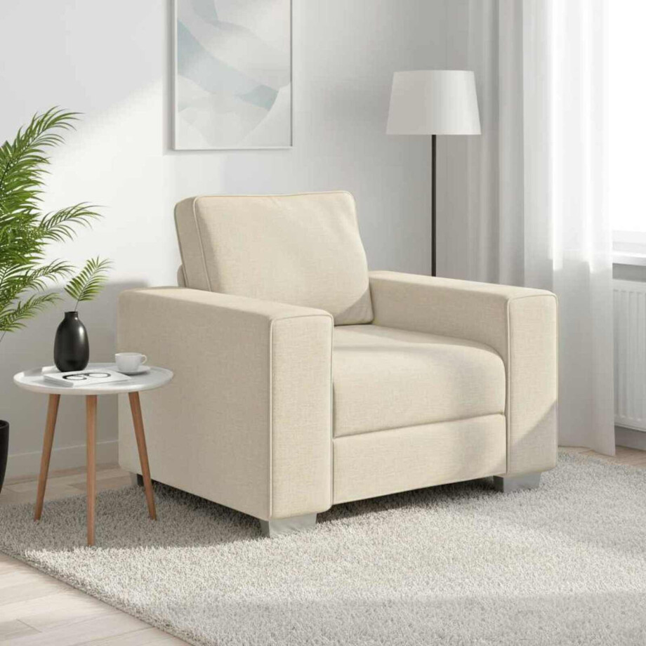 vidaXL Sofa Stoel Beige 100 cm Linnen-mix stof vidaXL Sofa Stoel Beige 100 cm Linnen-mix stof afbeelding 1