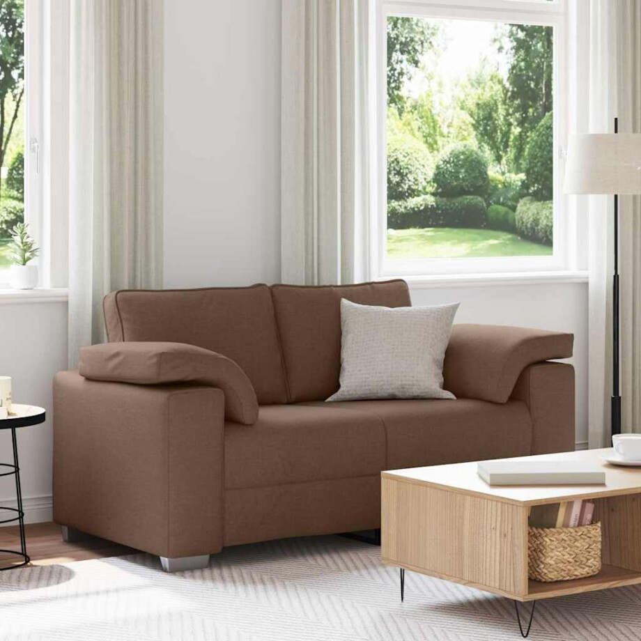 vidaXL Loveseat Bruin 160 cm Stof afbeelding 1