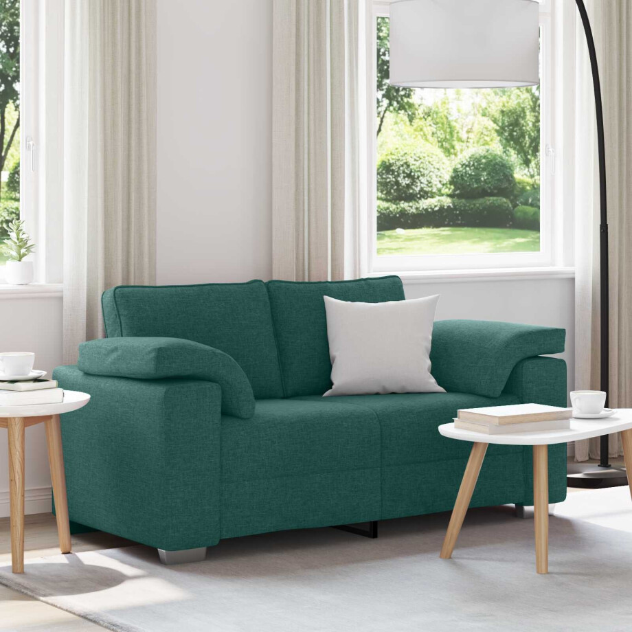 vidaXL Loveseat Donkergroen 160 cm Stof vidaXL Loveseat Donkergroen 160 cm Stof afbeelding 1