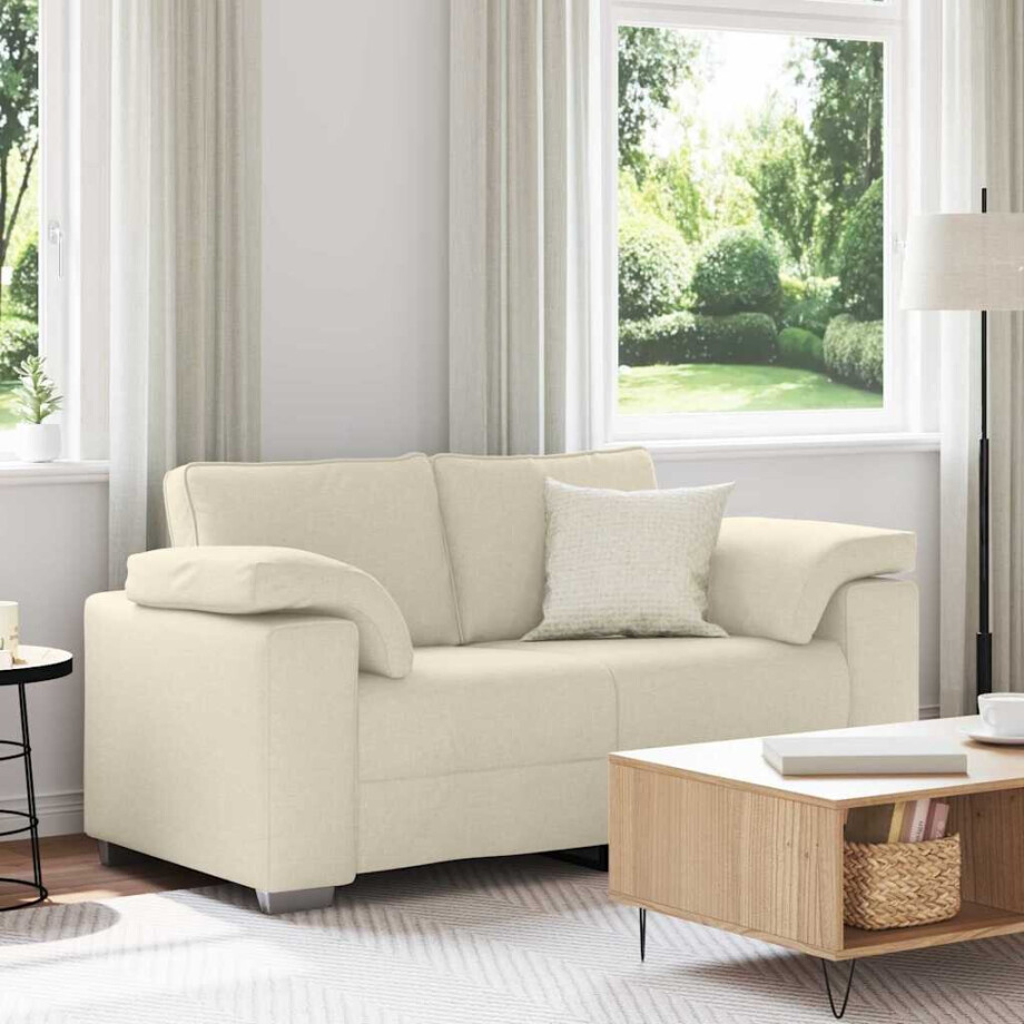 vidaXL 2-Zits Sofa Beige 160 cm Linnen-mix stof afbeelding 1