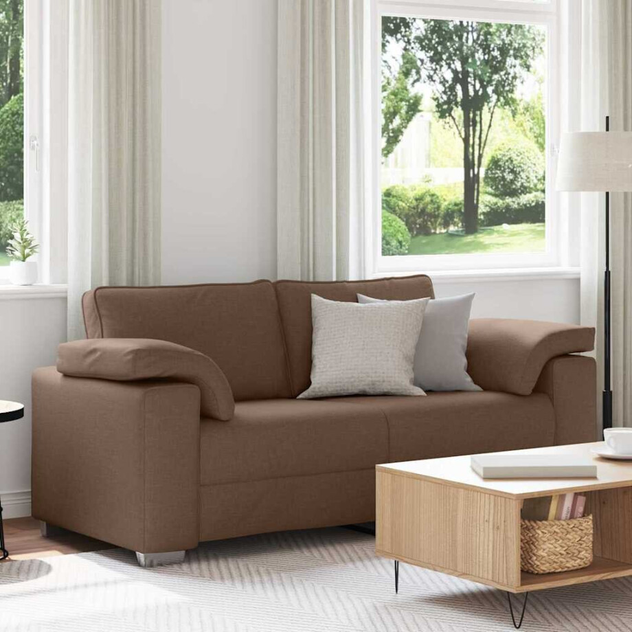 vidaXL Loveseat Bruin 180 cm Stof vidaXL Loveseat Bruin 180 cm Stof afbeelding 1