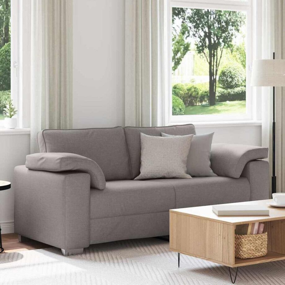 vidaXL Loveseat Taupe 180 cm Stof afbeelding 1