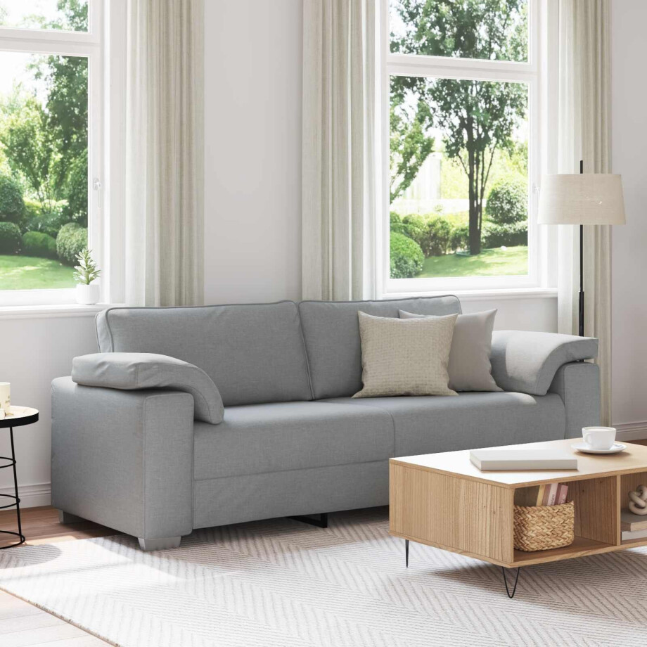 vidaXL 3-Zits Bank Lichtgrijs 220 cm Stof afbeelding 1