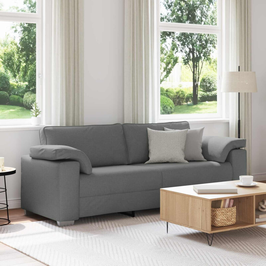 vidaXL 3-Zits Bank Donkergrijs 220 cm Stof afbeelding 1