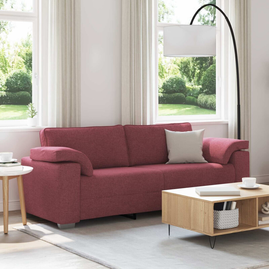 vidaXL 3-Zits Bank Wijnrood 220 cm Stof vidaXL 3-Zits Bank Wijnrood 220 cm Stof afbeelding 1