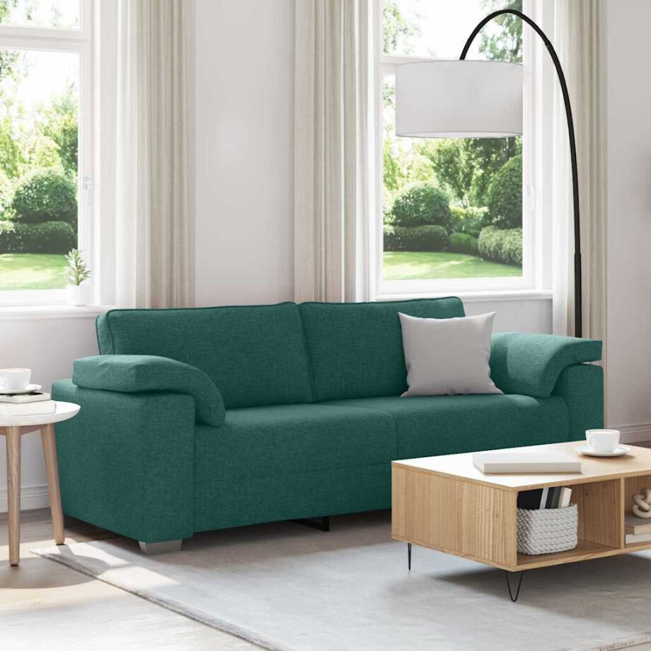 vidaXL 3-Zits Bank Donkergroen 220 cm Stof vidaXL 3-Zits Bank Donkergroen 220 cm Stof afbeelding 1