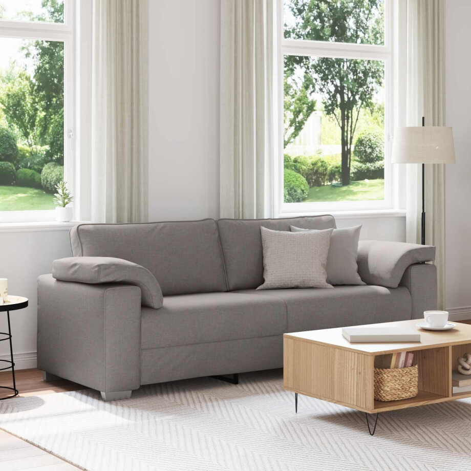 vidaXL 3-Zits Bank Taupe 220 cm Stof afbeelding 1