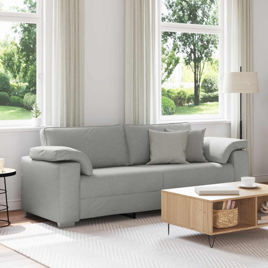 vidaXL 3-Zits Bank Wolkengrijs 220 cm Stof vidaXL 3-Zits Bank Wolkengrijs 220 cm Stof afbeelding 1