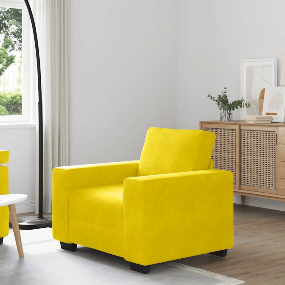 vidaXL Sofastoel Geel 100x77x82 cm Fluweel vidaXL Sofastoel Geel 100x77x82 cm Fluweel afbeelding 1
