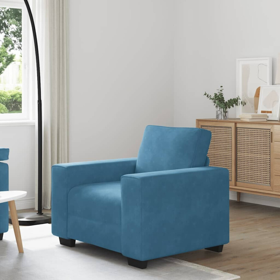 vidaXL Sofastoel Blauw 100x77x82 cm Fluweel afbeelding 1