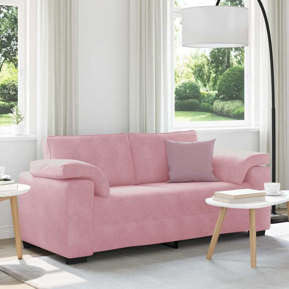 vidaXL Loveseat Sofa Roze 140 cm Fluweel vidaXL Loveseat Sofa Roze 140 cm Fluweel afbeelding 1