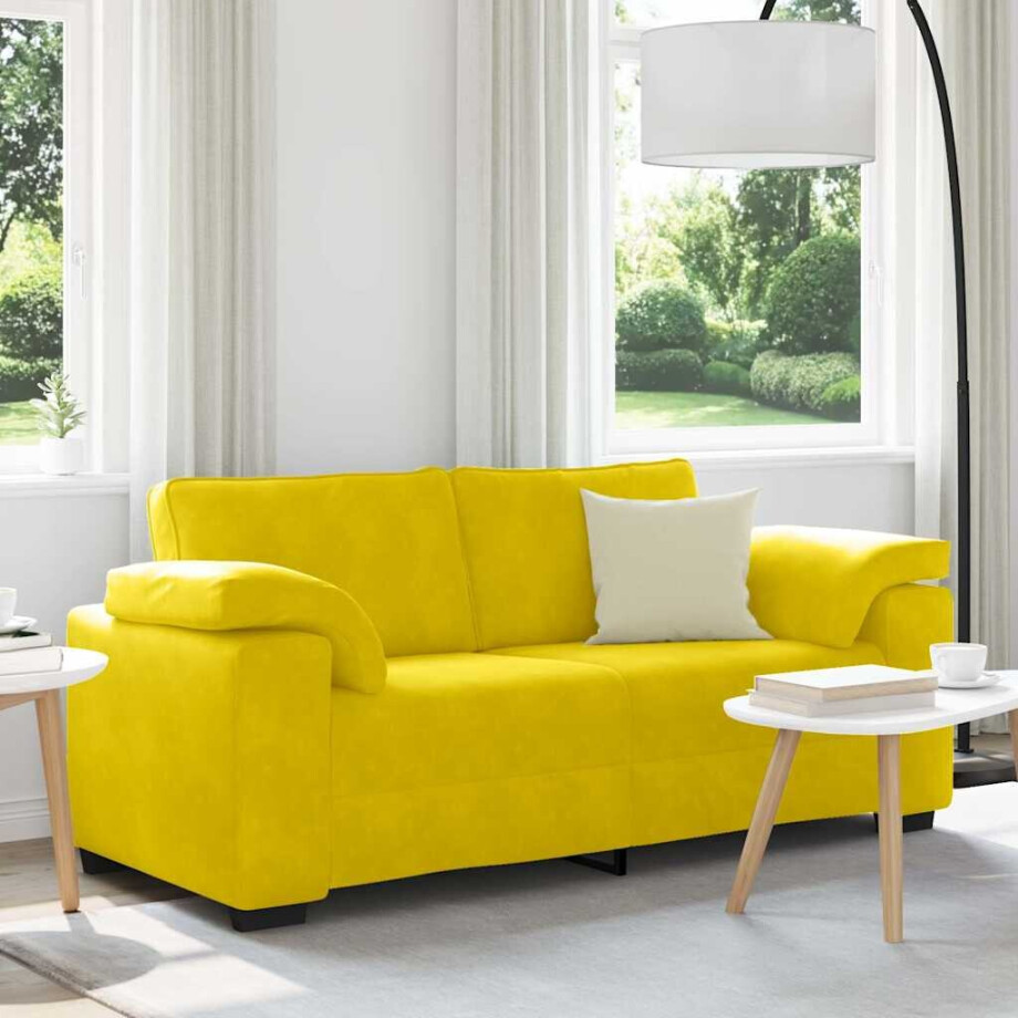 vidaXL Loveseat Sofa Geel 140 cm Fluweel afbeelding 1