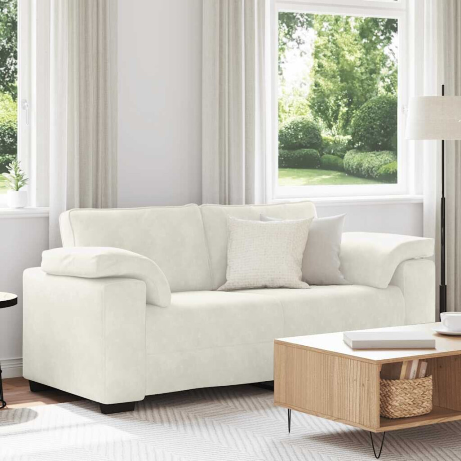 vidaXL Loveseat Sofa Crème 180x77x82 cm Fluweel vidaXL Loveseat Sofa Crème 180x77x82 cm Fluweel afbeelding 1