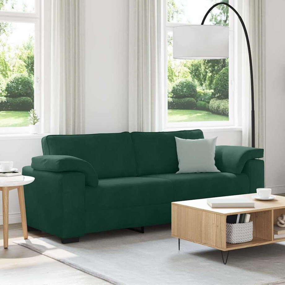 vidaXL 3-zitsbank donkergroen 220x77x82 cm fluweel vidaXL 3-zitsbank donkergroen 220x77x82 cm fluweel afbeelding 1