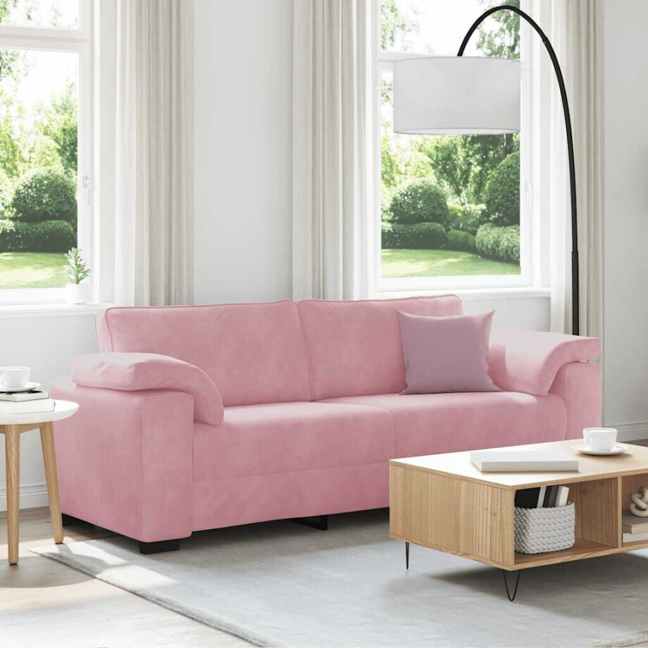 vidaXL 3-zitsbank roze 220x77x82 cm fluweel vidaXL 3-zitsbank roze 220x77x82 cm fluweel afbeelding 1