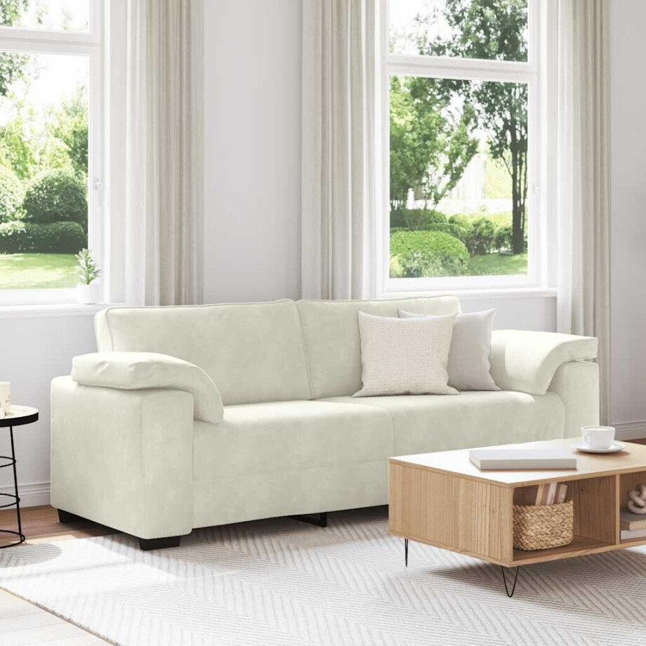 vidaXL 3-zitsbank crème 178 cm fluweel vidaXL 3-zitsbank crème 178 cm fluweel afbeelding 1