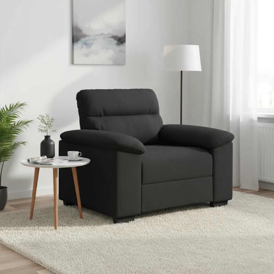 vidaXL Fauteuil 60 cm stof zwart afbeelding 1