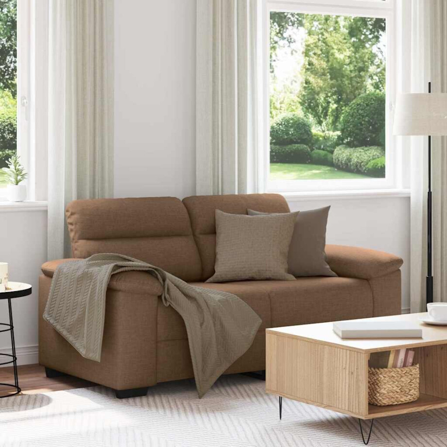 vidaXL 2-zitsbank bruin 160x81x84 cm stof vidaXL 2-zitsbank bruin 160x81x84 cm stof afbeelding 1
