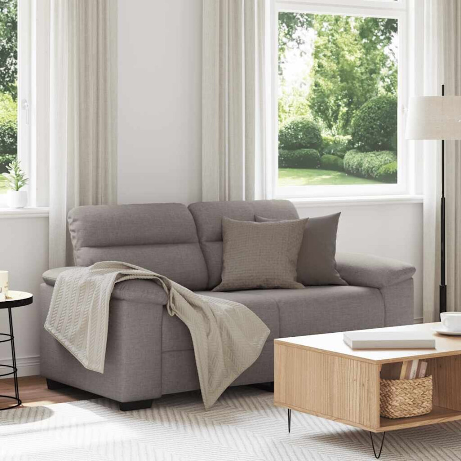 vidaXL 2-zitsbank Taupe 120 cm Stof vidaXL 2-zitsbank Taupe 120 cm Stof afbeelding 1