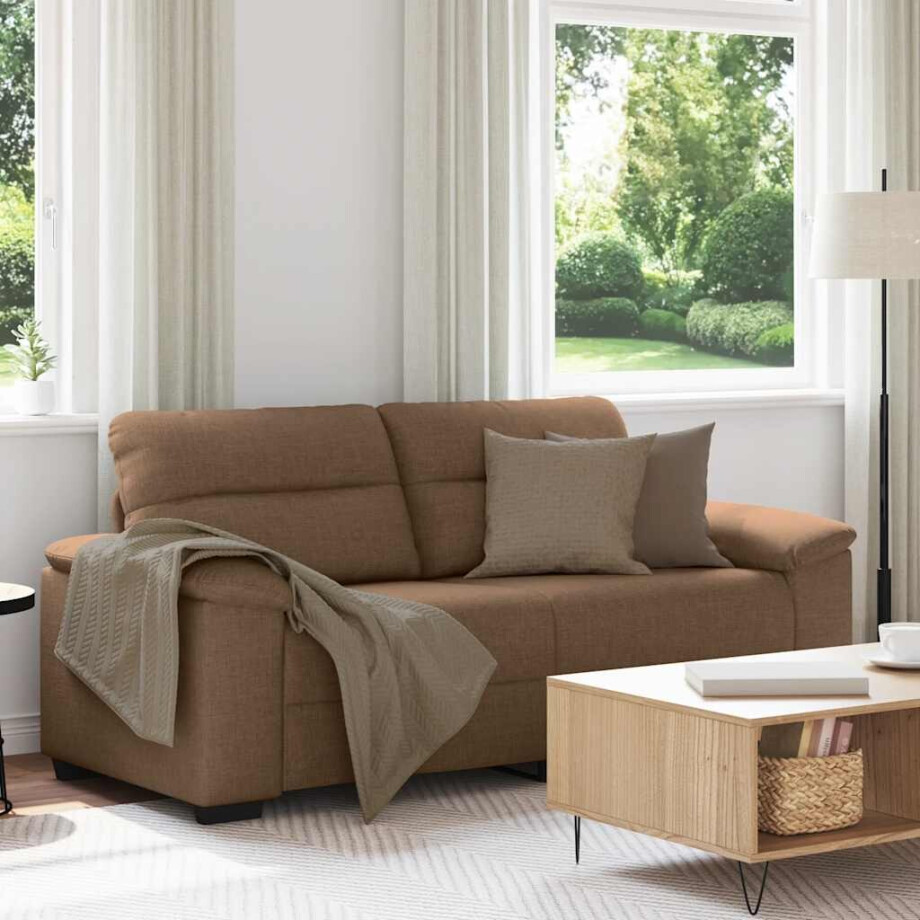 vidaXL 2-zitsbank bruin 180x81x84 cm stof vidaXL 2-zitsbank bruin 180x81x84 cm stof afbeelding 1