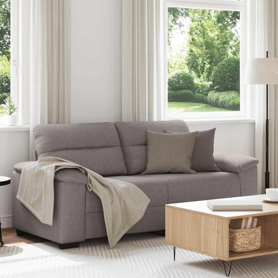 vidaXL 2-zitsbank Taupe 140 cm Stof vidaXL 2-zitsbank Taupe 140 cm Stof afbeelding 1