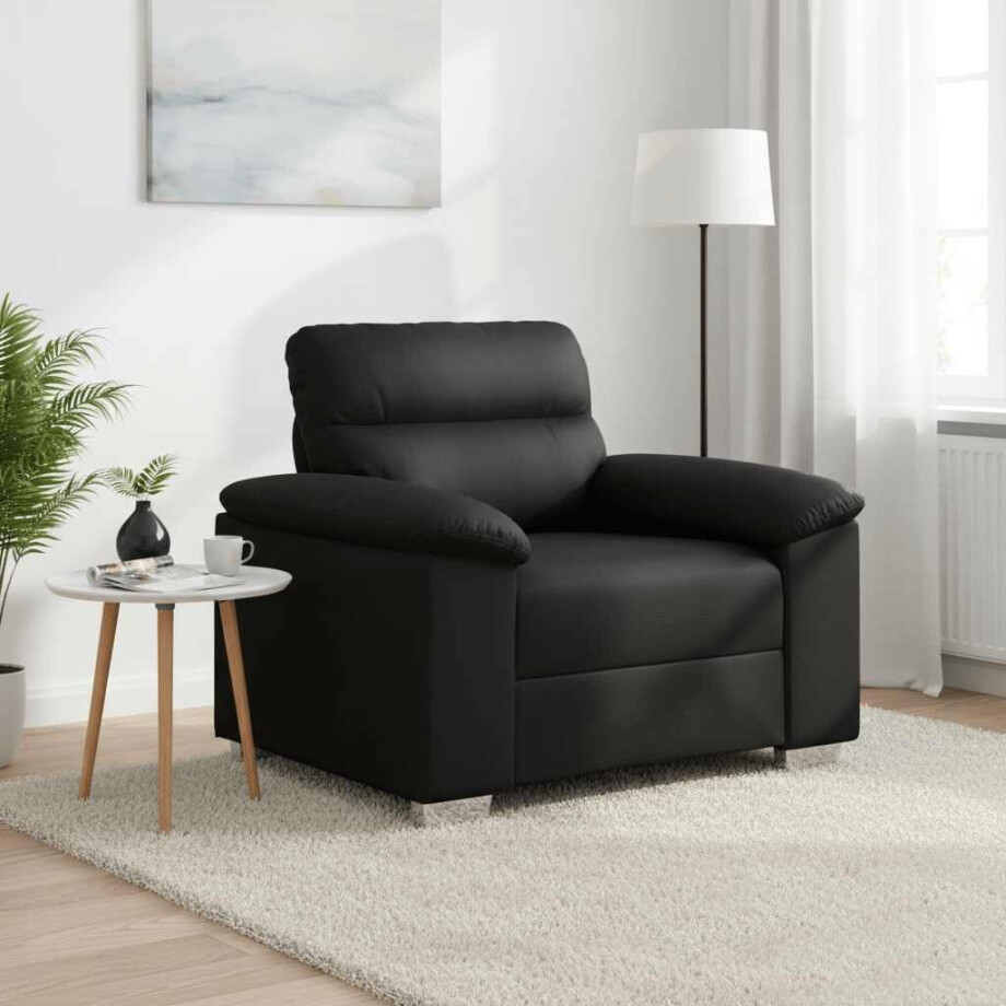 vidaXL Fauteuil 60 cm kunstleer zwart afbeelding 1