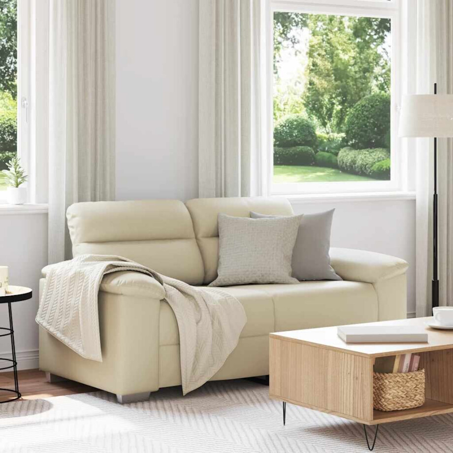 vidaXL 2-zitsbank crème 160x81x84 cm kunstleer afbeelding 1