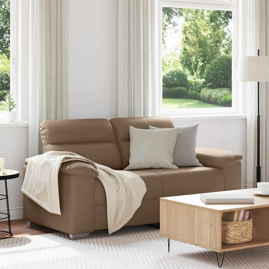 vidaXL 2-zitsbank Cappuccino 160x81x84 cm kunstleer afbeelding 1