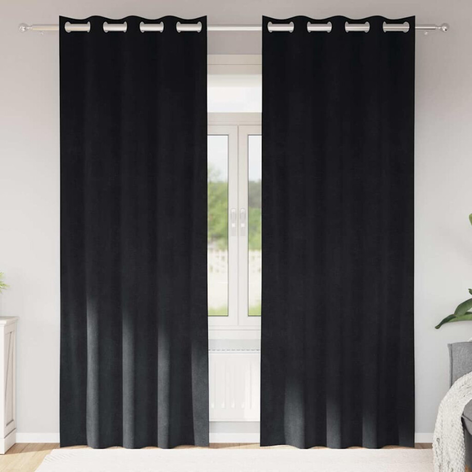 vidaXL Verduisterende gordijnen 2 pcs Zwart 140 x 260 cm Fluweel afbeelding 1