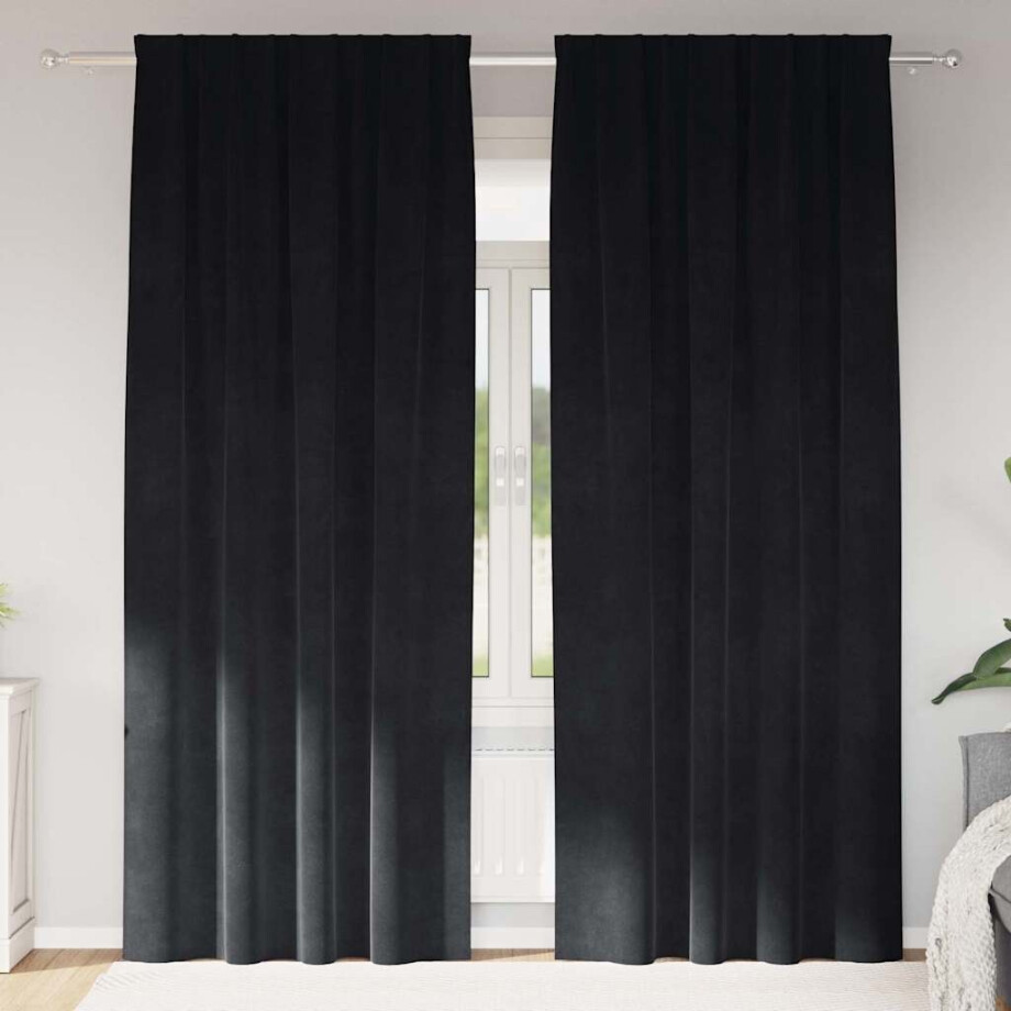 vidaXL Verduisterende gordijnen 2 pcs Zwart 140 x 245 cm Fluweel vidaXL Verduisterende gordijnen 2 pcs Zwart 140 x 245 cm Fluweel afbeelding 1