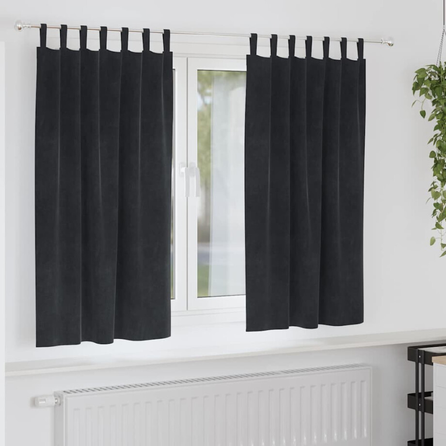 vidaXL Verduisterende gordijnen 2 pcs Zwart 140 x 175 cm Fluweel afbeelding 1