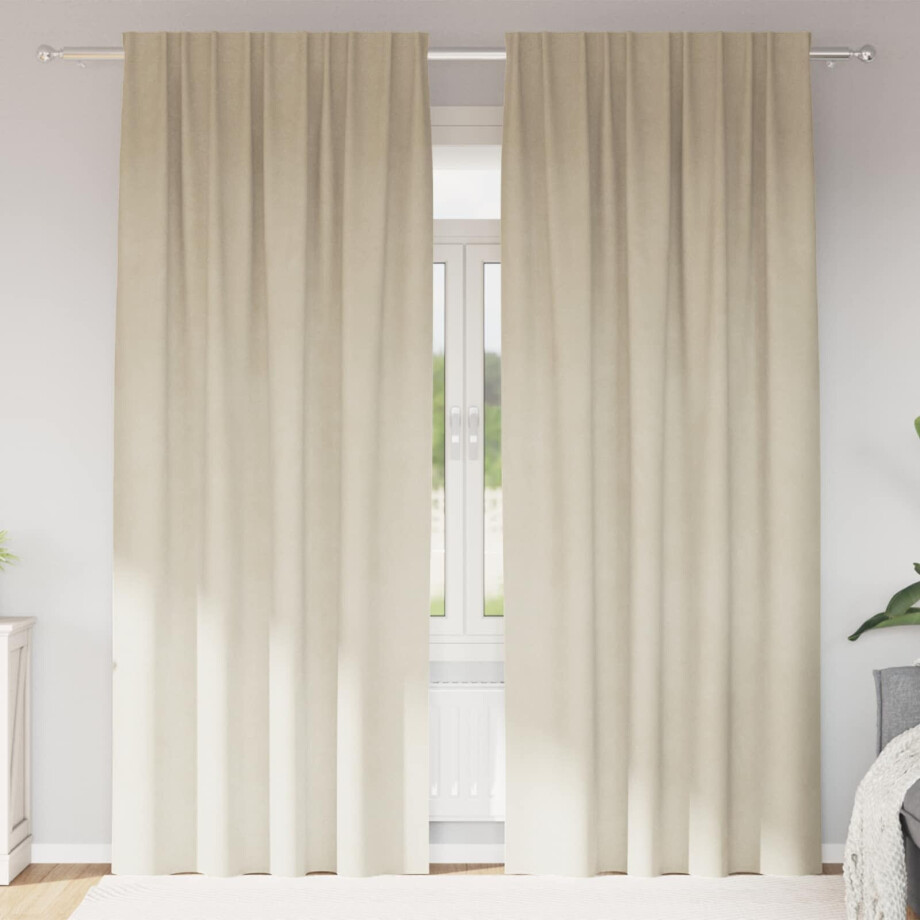 vidaXL Verduisterende gordijnen 2 pcs Crème 140 x 260 cm Fluweel afbeelding 1