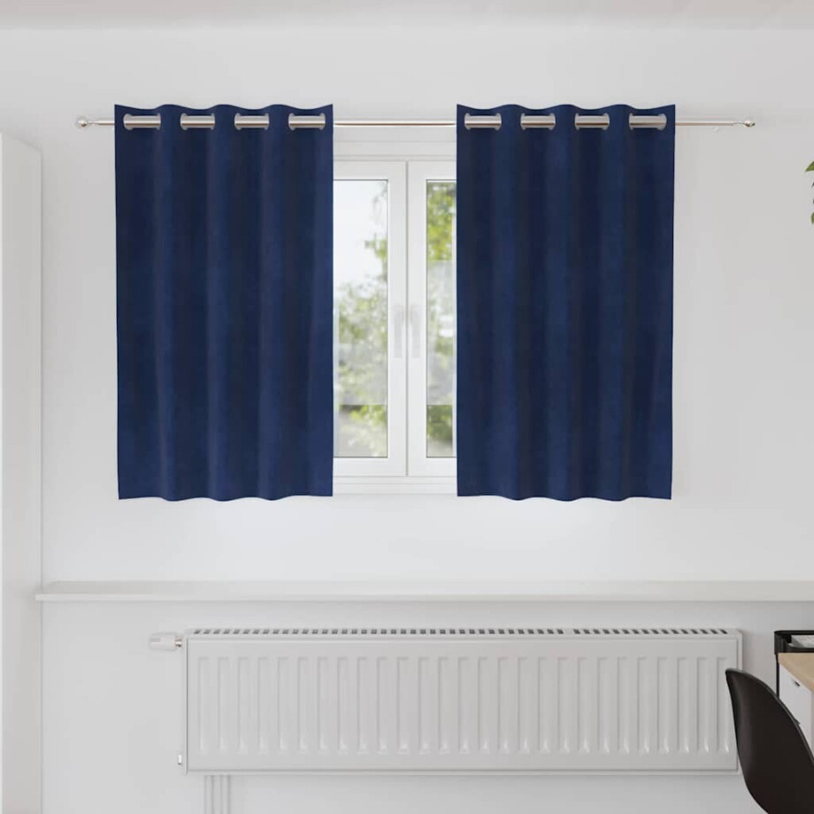 vidaXL Verduisterende gordijnen 2 pcs Donkerblauw 140 x 140 cm Fluweel vidaXL Verduisterende gordijnen 2 pcs Donkerblauw 140 x 140 cm Fluweel afbeelding 1