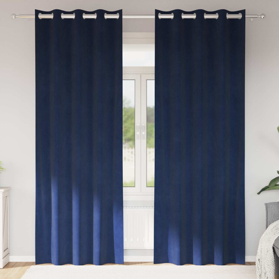 vidaXL Verduisterende gordijnen 2 pcs Donkerblauw 140 x 260 cm Fluweel vidaXL Verduisterende gordijnen 2 pcs Donkerblauw 140 x 260 cm Fluweel afbeelding 1