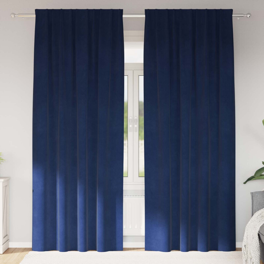 vidaXL Verduisterende gordijnen 2 pcs Donkerblauw 140 x 260 cm Fluweel vidaXL Verduisterende gordijnen 2 pcs Donkerblauw 140 x 260 cm Fluweel afbeelding 1