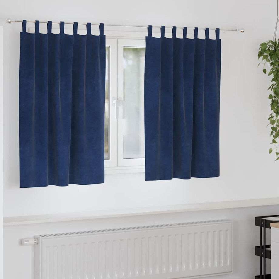 vidaXL Verduisterende gordijnen 2 pcs Donkerblauw 140 x 140 cm Fluweel vidaXL Verduisterende gordijnen 2 pcs Donkerblauw 140 x 140 cm Fluweel afbeelding 1