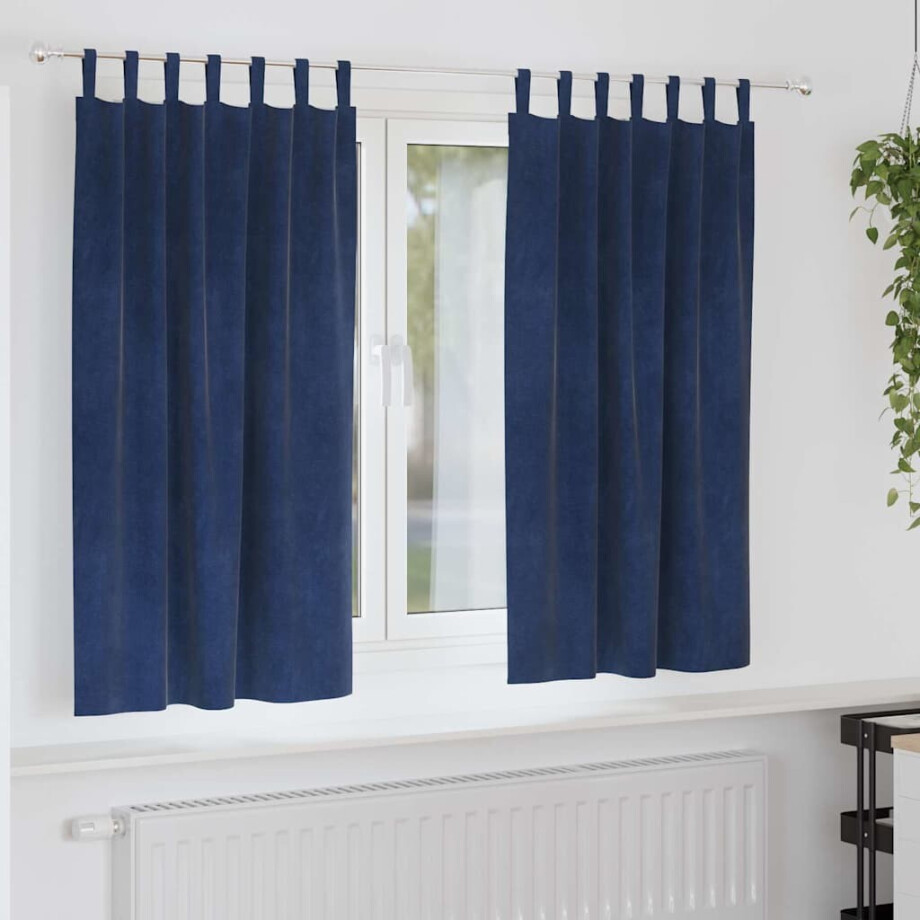 vidaXL Verduisterende gordijnen 2 pcs Donkerblauw 140 x 175 cm Fluweel vidaXL Verduisterende gordijnen 2 pcs Donkerblauw 140 x 175 cm Fluweel afbeelding 1