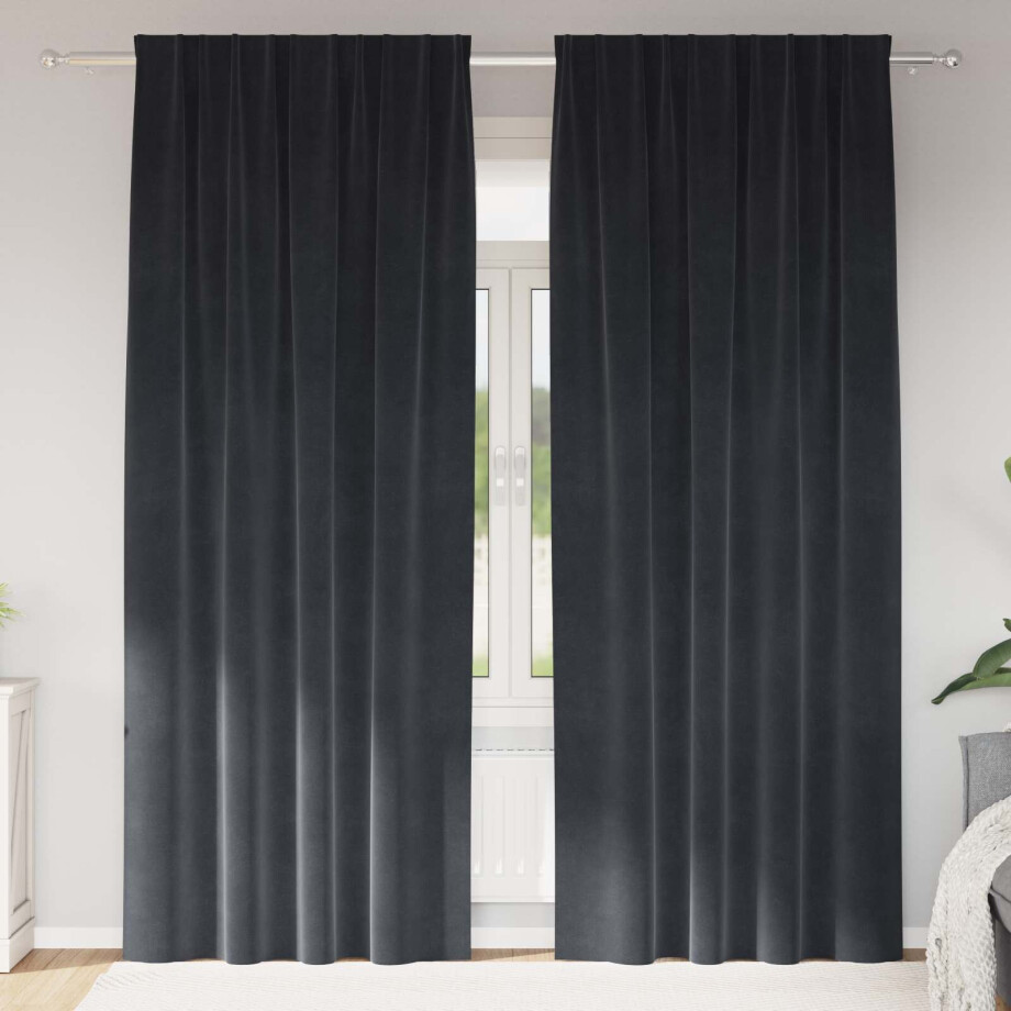vidaXL Verduisterende gordijnen 2 pcs Donkergrijs 140 x 260 cm Fluweel vidaXL Verduisterende gordijnen 2 pcs Donkergrijs 140 x 260 cm Fluweel afbeelding 1