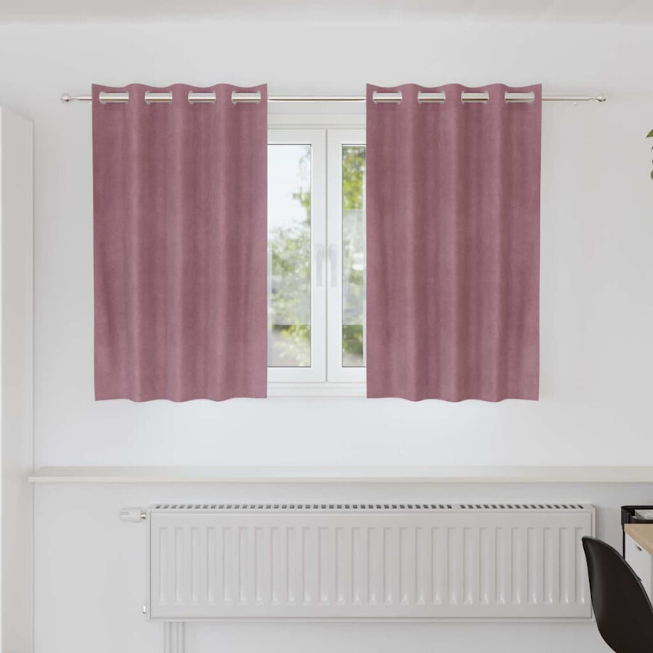 vidaXL Verduisterende gordijnen 2 pcs Donkerroze 140 x 140 cm Fluweel afbeelding 1