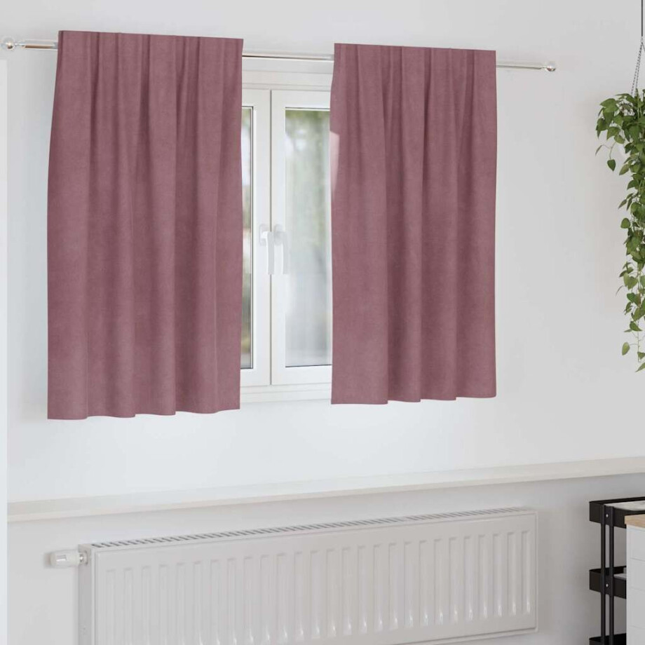 vidaXL Verduisterende gordijnen 2 pcs Donkerroze 140 x 140 cm Fluweel afbeelding 1