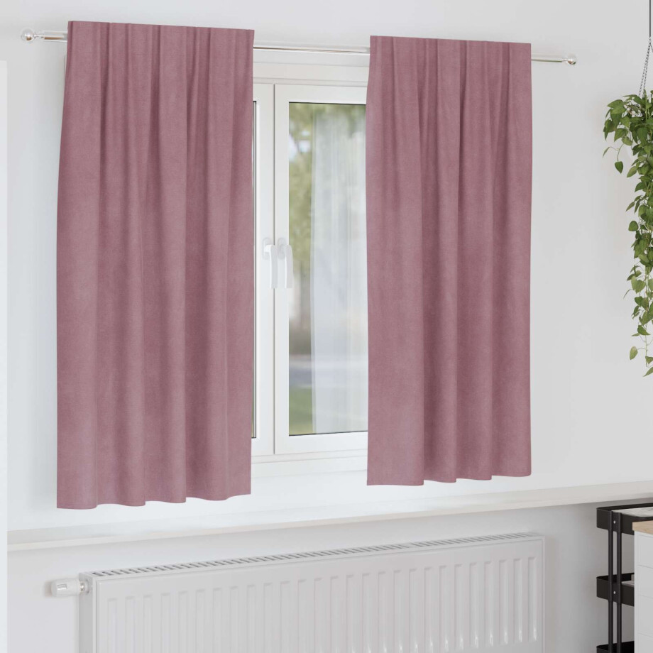 vidaXL Verduisterende gordijnen 2 pcs Donkerroze 140 x 175 cm Fluweel afbeelding 1