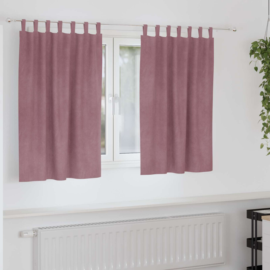 vidaXL Verduisterende gordijnen 2 pcs Donkerroze 140 x 140 cm Fluweel afbeelding 1