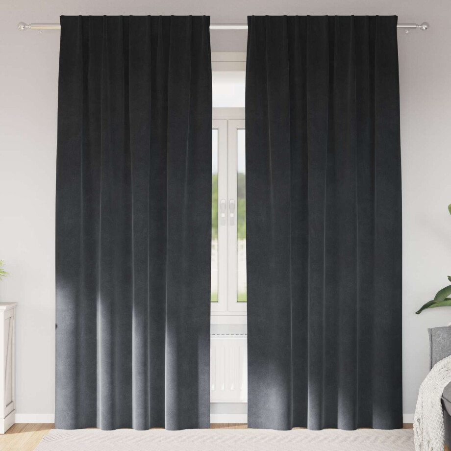vidaXL Verduisterende gordijnen 2 pcs Lichtgrijs 140 x 260 cm Fluweel afbeelding 1