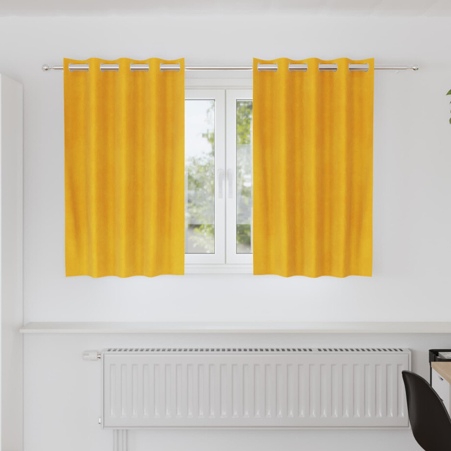 vidaXL Verduisterende gordijnen 2 pcs Mosterdgeel 140 x 140 cm Fluweel vidaXL Verduisterende gordijnen 2 pcs Mosterdgeel 140 x 140 cm Fluweel afbeelding 1